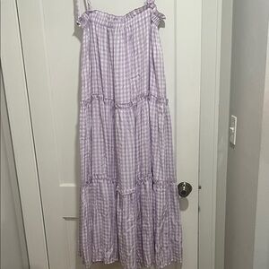 Lavender Gingham Maxi Dress